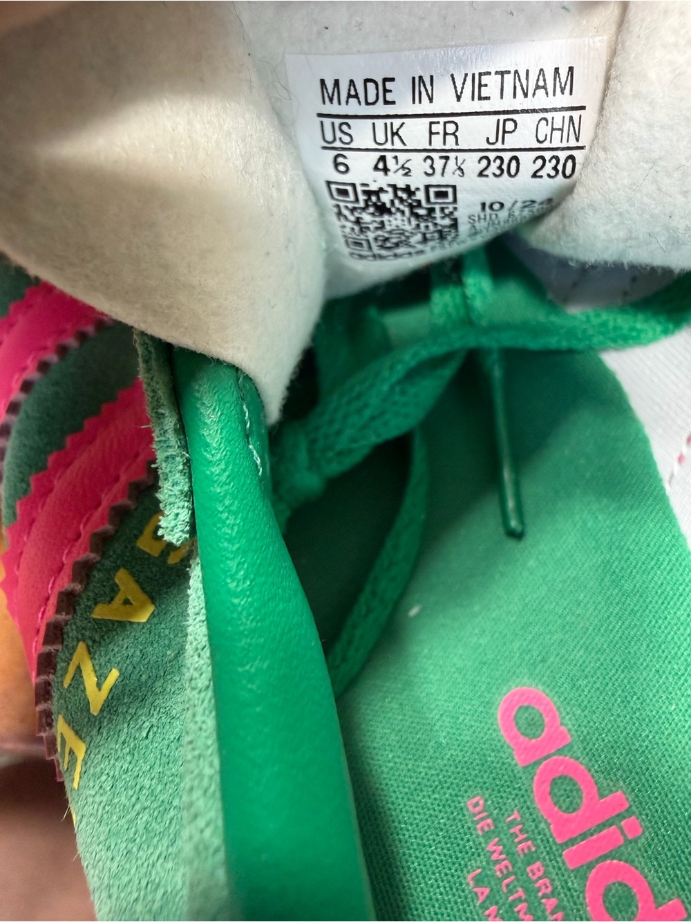 Adidas Terrace Gazelle Bold Platform Sneakers Court Green Pink Women’s 6 - Picture 2 of 9